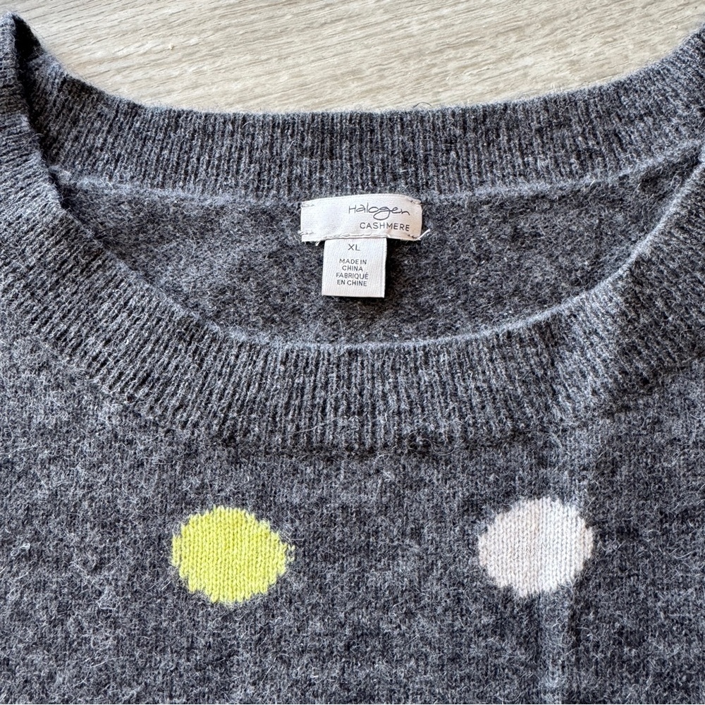 Halogen Charcoal Sweater with Lime Green and White Dots - Picture 4 of 10